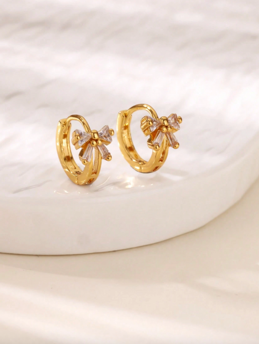 Elegant Cubic Zirconia Bow Earrings