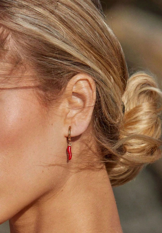 Red Chilli Hoop Earrings