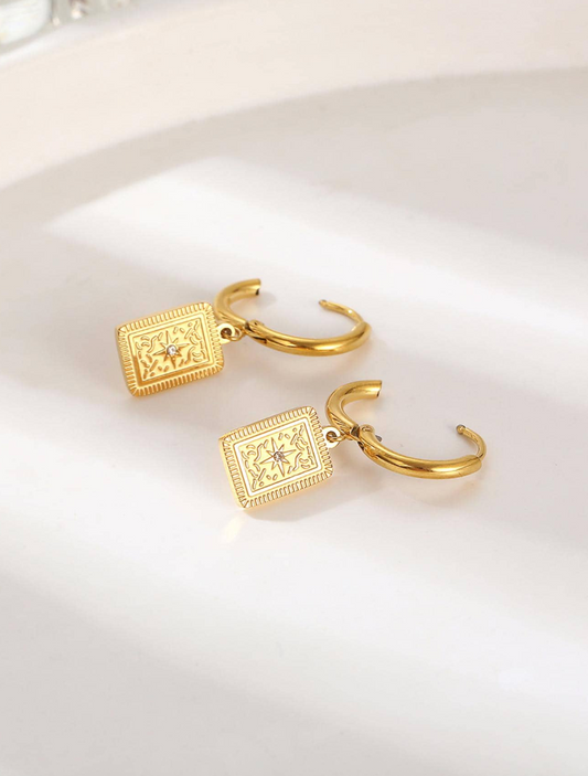Rectangle Drop Rhinestone Earring